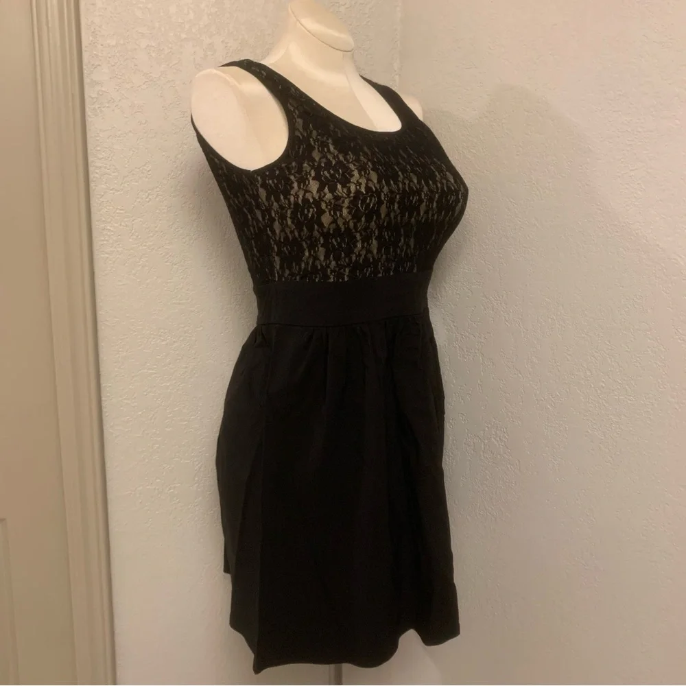 Style & Co. 6P Black Fit & Flare Mini Dress for Cocktail Lace Overlay LBD